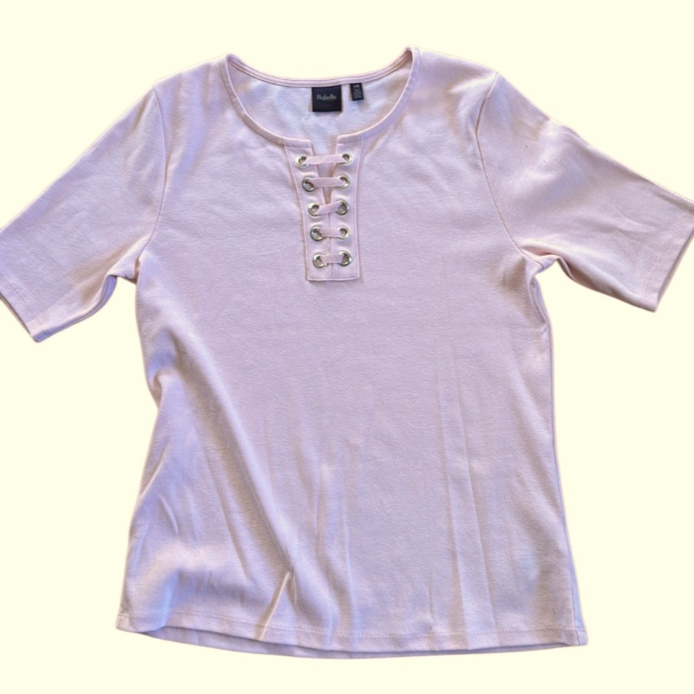 RAFAELLA WOMENS LARGE SOFT PINK NAUTICAL TOP 100% COTTON BOATING CASUAL SAILING